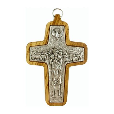 Jesus The Good Shepherd Cross in Olive Wood and Pewter | The good ...