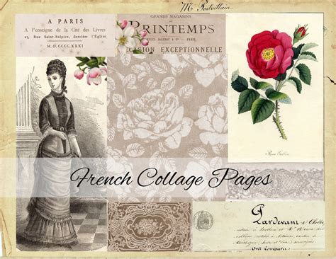 French Collage Pages Five Pages for Journals and Ephemera Possibilities ...