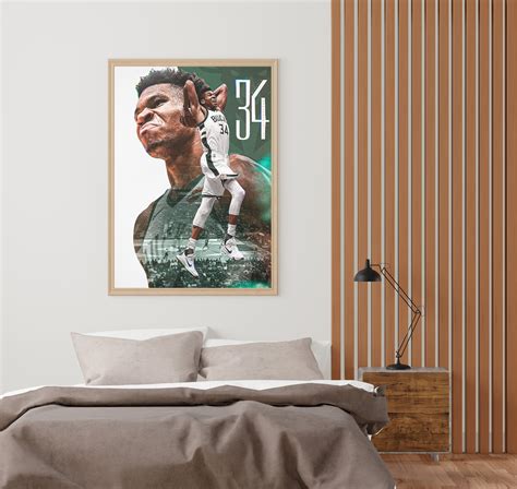 Giannis Antetokounmpo Poster, NBA Posters, Wall Art, Wall Decor, 12x18 ...