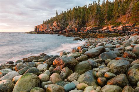 Rocky Maine Shoreline Photo - Acadia National Park Boulder Beach ...