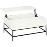 HOMCOM Modern Lift Top Coffee Table Rectangle Coffee Table with Steel Legs, Lift-Top Design and ...