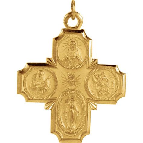 14Kt Solid Yellow Gold 30x29mm Four-Way Cross - Laura Ingraham Cross