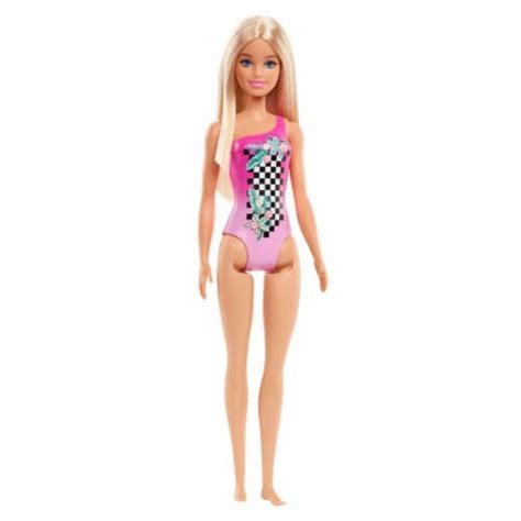 Mattel Barbie Beach Doll Tropical Checkers Swimsuit Doll, 1 Unit - Fry ...