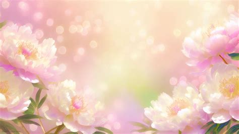 Powerpoint Background Spring Bokeh with Pastel Pink Peonies Blossoms - SlidesCorner