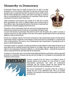 Monarchy vs Democracy by Adam Knapp | Teachers Pay Teachers