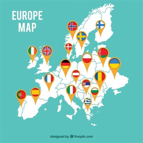 https://www.freepik.com/free-vector/map-of-europe-with-flags_1107539.htm | Europe map, India ...