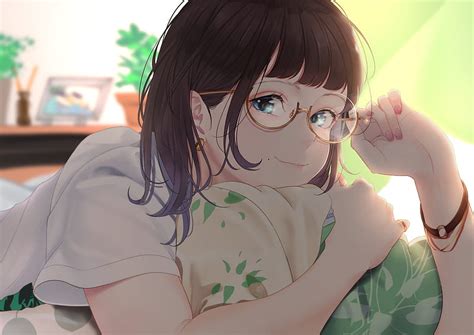 Anime, Original, Black Hair, Blue Eyes, Girl, Glasses, HD wallpaper | Peakpx