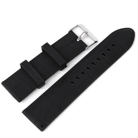 Waterproof Silicone Rubber Watch Strap Band Stainless Steel Straight Buckle 24mm – MagiDeal