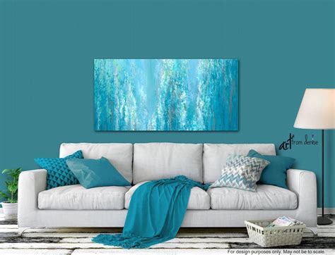 Teal blue & green abstract painting Canvas art print Gray | Etsy | White wall art, Tree painting ...
