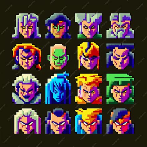 Premium Photo | A close up of a pixel art of a bunch of characters ...