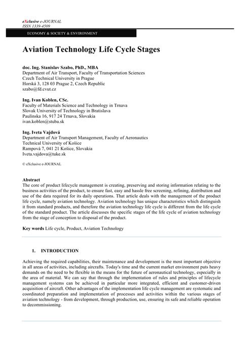 (PDF) Aviation Technology Life Cycle Stages