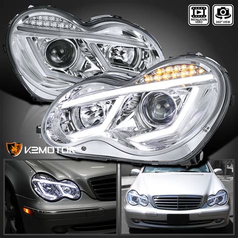 For 2001-2007 Mercedes Benz W203 C-Class LED Strip Signal Projector Headlights | eBay