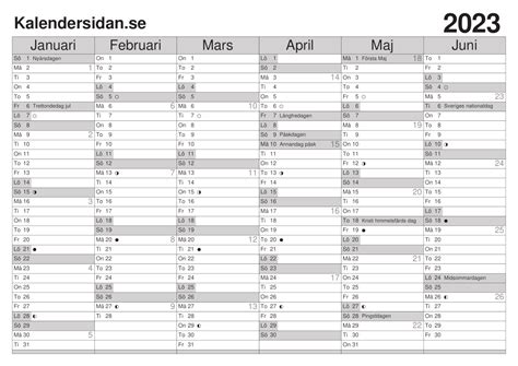 Kalender 2023 Sverige