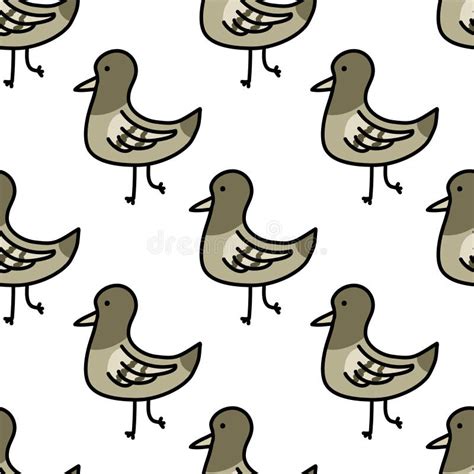 Pigeon Seamless Doodle Pattern, Vector Illustration Stock Illustration - Illustration of flat ...