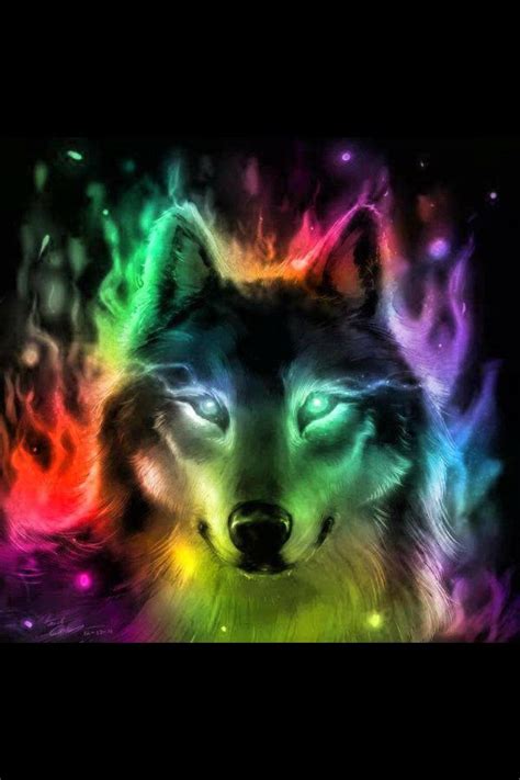 Colorful wolf | Wolf colors, Wolf pictures, Cool wolf drawings