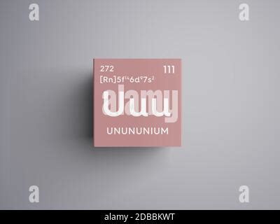 Unununium. Transition metals. Chemical Element of Mendeleev's Periodic Table. Unununium in ...