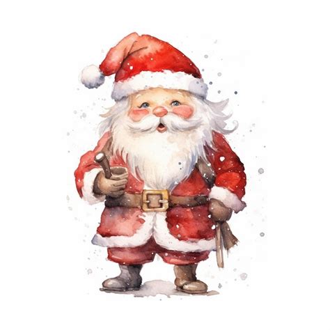 Premium Photo | Watercolor painting of chibi santa claus