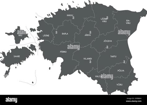 Vector regional map of Estonia with counties and administrative ...