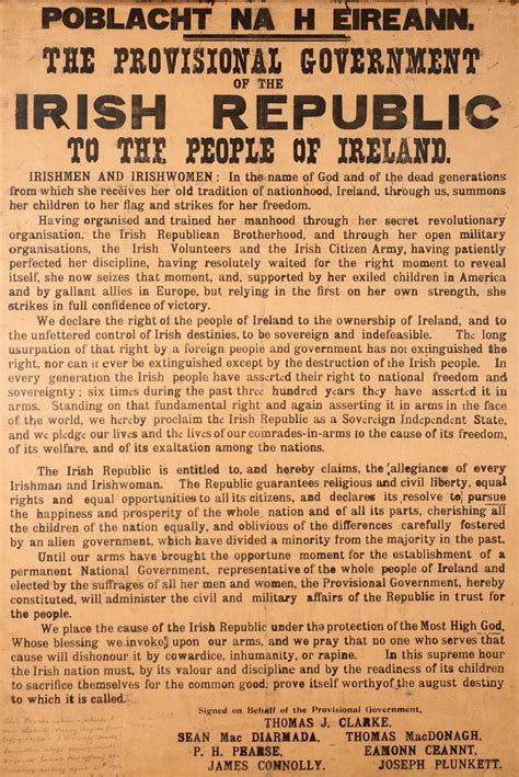 1916 PROCLAMATION OF THE IRISH REPUBLIC. An original example with an eyewitness inscription. at ...