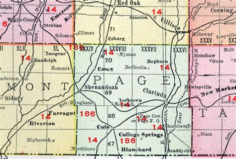 Page County, Iowa, 1911, Map, Clarinda, Shenandoah, Essex, College Springs