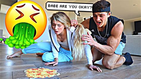 Throw Up PRANK On Fiance *Cute Reaction* - YouTube