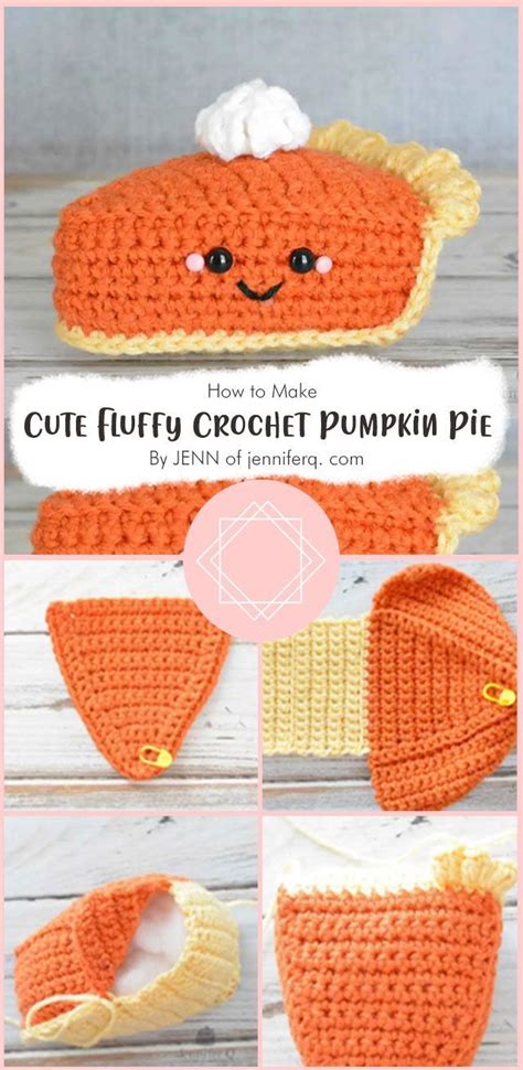 the crocheted pumpkin pie is shown with instructions to make it look ...