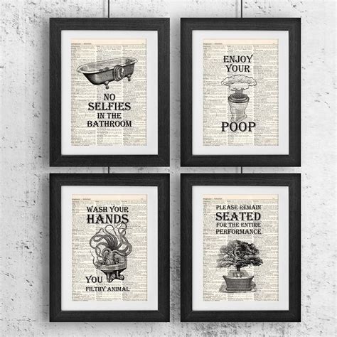 Amazon.com: IHopes+ Bathroom Quotes and Sayings Vintage Book Art Prints ...