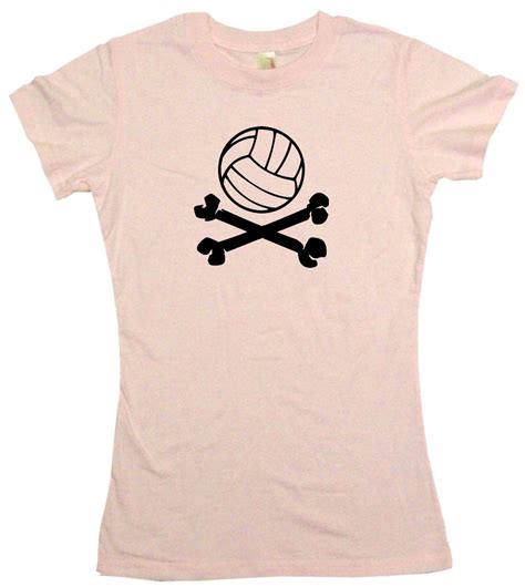 Volleyball Logo Pirate Skull Cross Bones Womens Tee Shirt | eBay