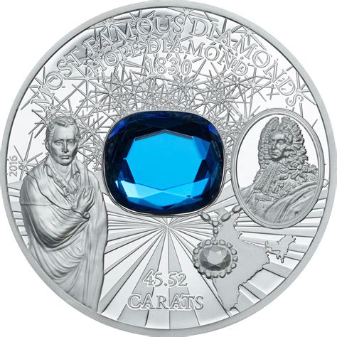 2016 Cook Islands 2 oz $10 silver coin - Famous Diamonds (Hope Diamond replica). | Coin art ...