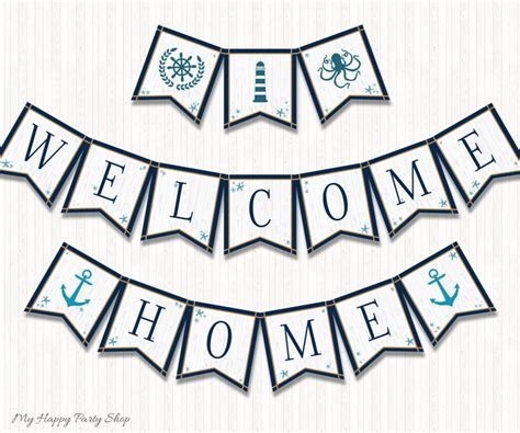 Welcome Home Banner, PRINTABLE, Nautical Banner, Anchor Banner, Homecoming Banner, Welcome Back ...