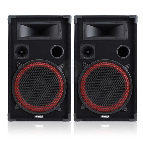 Large Retro Red 12" HiFi Speakers System Home Karaoke DJ Disco PA Party 1000W