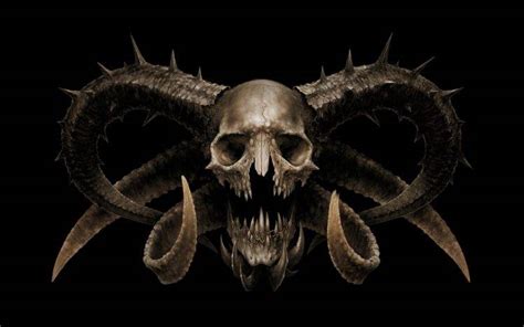 digital Art, Creature, Skull, Horns, Demon, Fangs, Teeth, Devils, Black ...