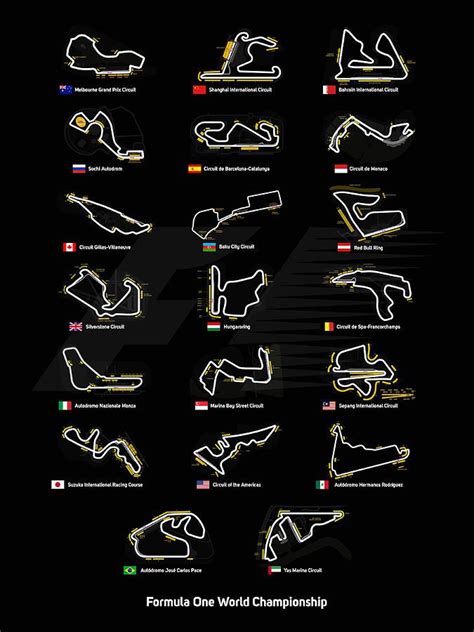 F1 Circuits Digital Art by Afterdarkness | Formula one, Formula 1 ...