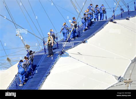 Up At The O2, O2 millenium arena London England millennium dome rooftop walk Skywalk people ...