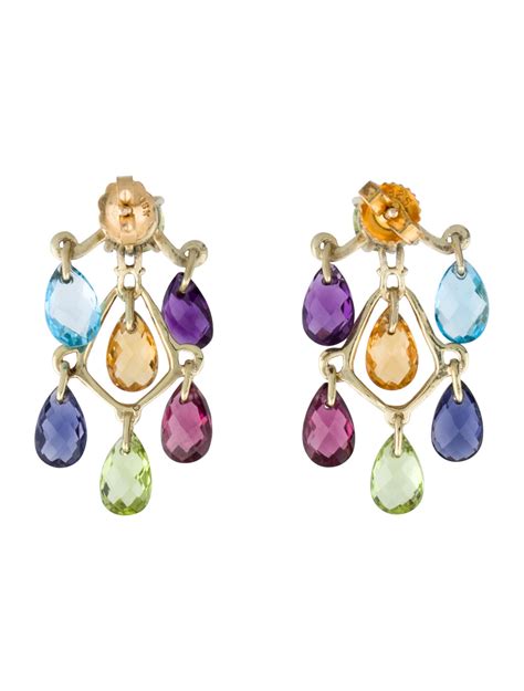 Fine Jewelry Earrings 14K Multi-Gemstone Dangle Earrings - Earrings ...