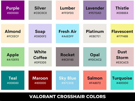 Valorant Color Codes: 315 Crosshair Colors