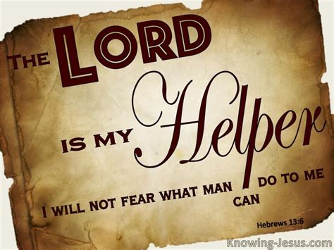 Hebrews 13:6 so that we confidently say,“The Lord is my helper, I will not be afraid.What will ...