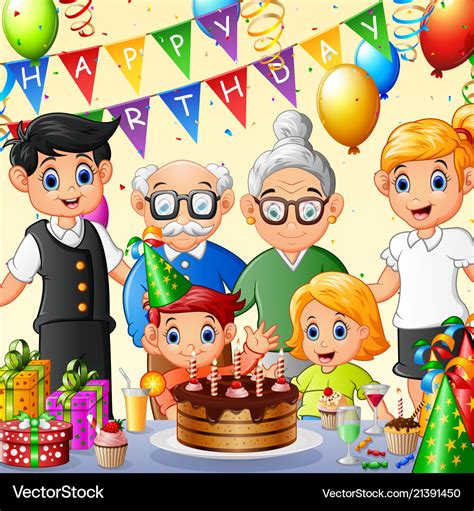 Happy family celebrating birthday Royalty Free Vector Image