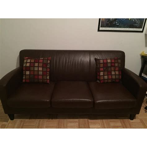 Ikea Jappling Brown Leather Sofa - AptDeco