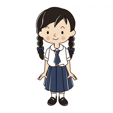 Premium Vector | Thai girl in student uniform illustration. | Student cartoon, Cartoons png, Cartoon