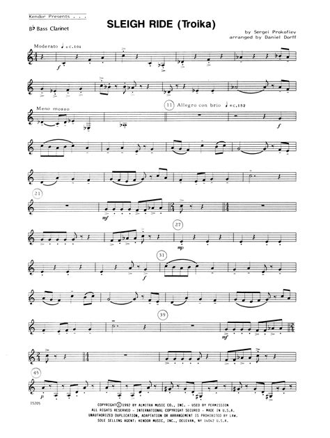 Sleigh Ride (Troika) - Bb Bass Clarinet | Sheet Music Direct