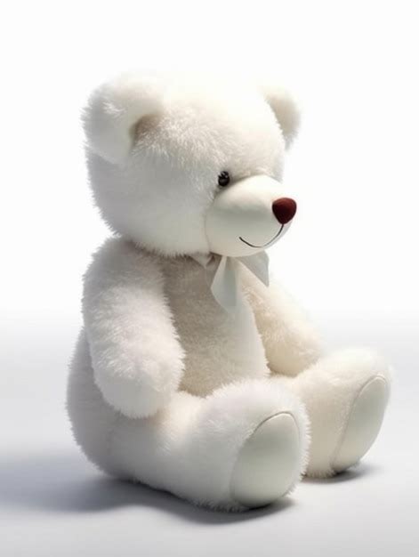 Premium AI Image | a white teddy bear with a bow tie on sits on a white surface