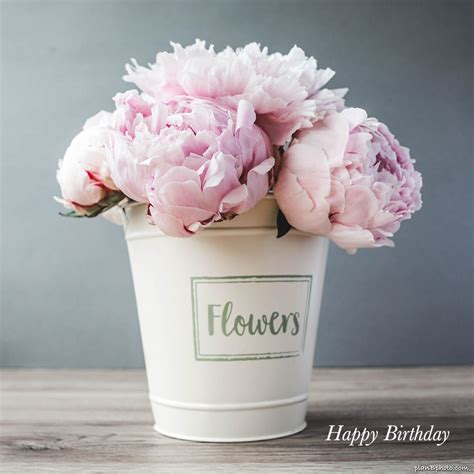 Pink peonies bouquet in a white bucket - Plan B Photo