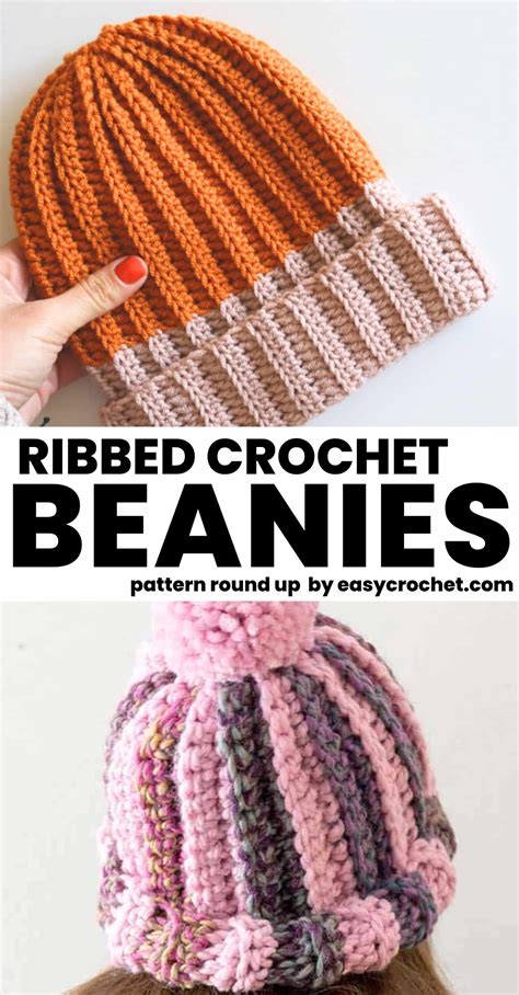 11 Easy Crochet Ribbed Beanie Patterns - Easy Crochet Patterns