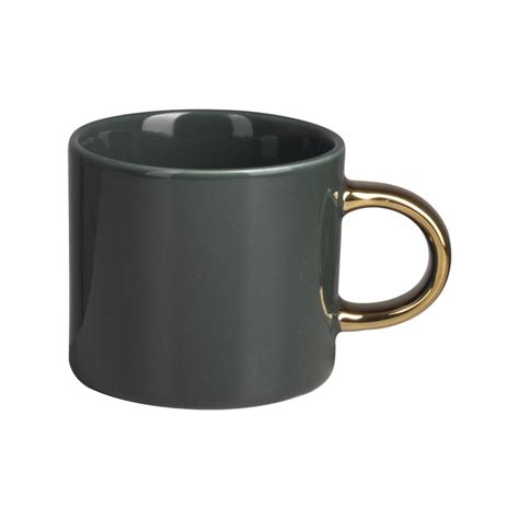 GOURMET GOLD HANDLED MUG - DARK GREEN