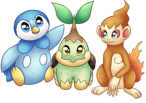 Sinnoh starters by KoraNight on DeviantArt