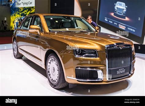 Aurus Senat armored limousine showcased at the 89th Geneva International Motor Show. Geneva ...