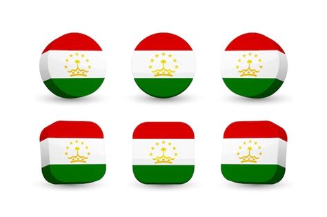 Premium Vector | Tajikistan flag 3d vector illustration button flag of tajikistan isolated on white