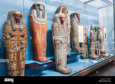 England, London, British Museum, Exhibit of Egyptian Mummies Stock ...