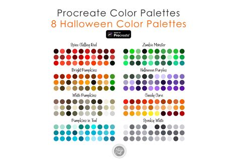 Halloween Color Palette, Spooky Color Palette, Dark Rainbow Procreate Color Palette, Fall Color ...